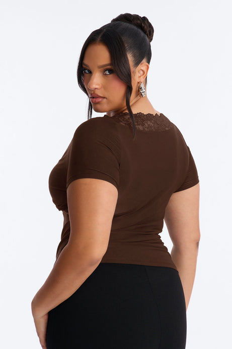 Bridget Lace Trim Short Sleeve Top