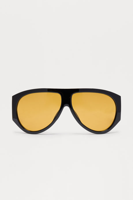 Fashion Forward Shield Sunglasses - Black/Yellow
