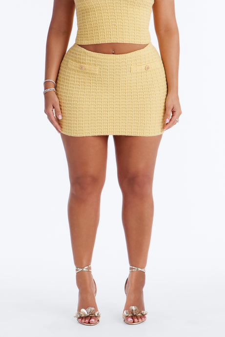 Minimal Effort Bodycon Sweater Mini Skirt - Butter Yellow