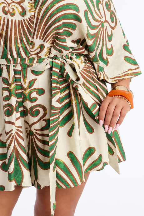 On Island Time Tropical Romper - Green/combo