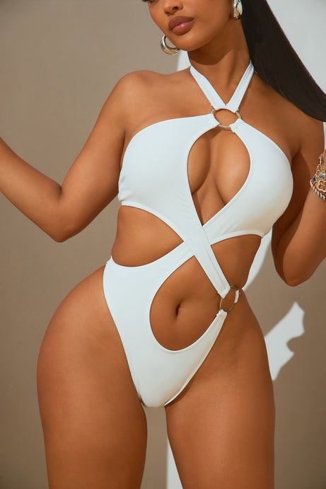 Normani Strappy Cutout 1 Piece Swimsuit - White