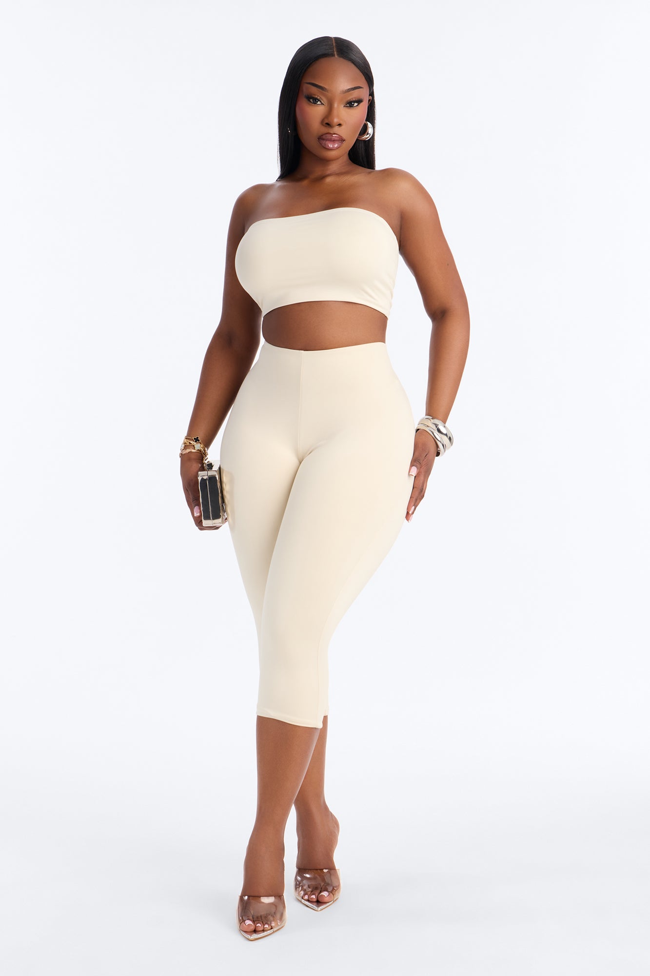 Contour Double Lined Strapless Bandeau Top - Bone