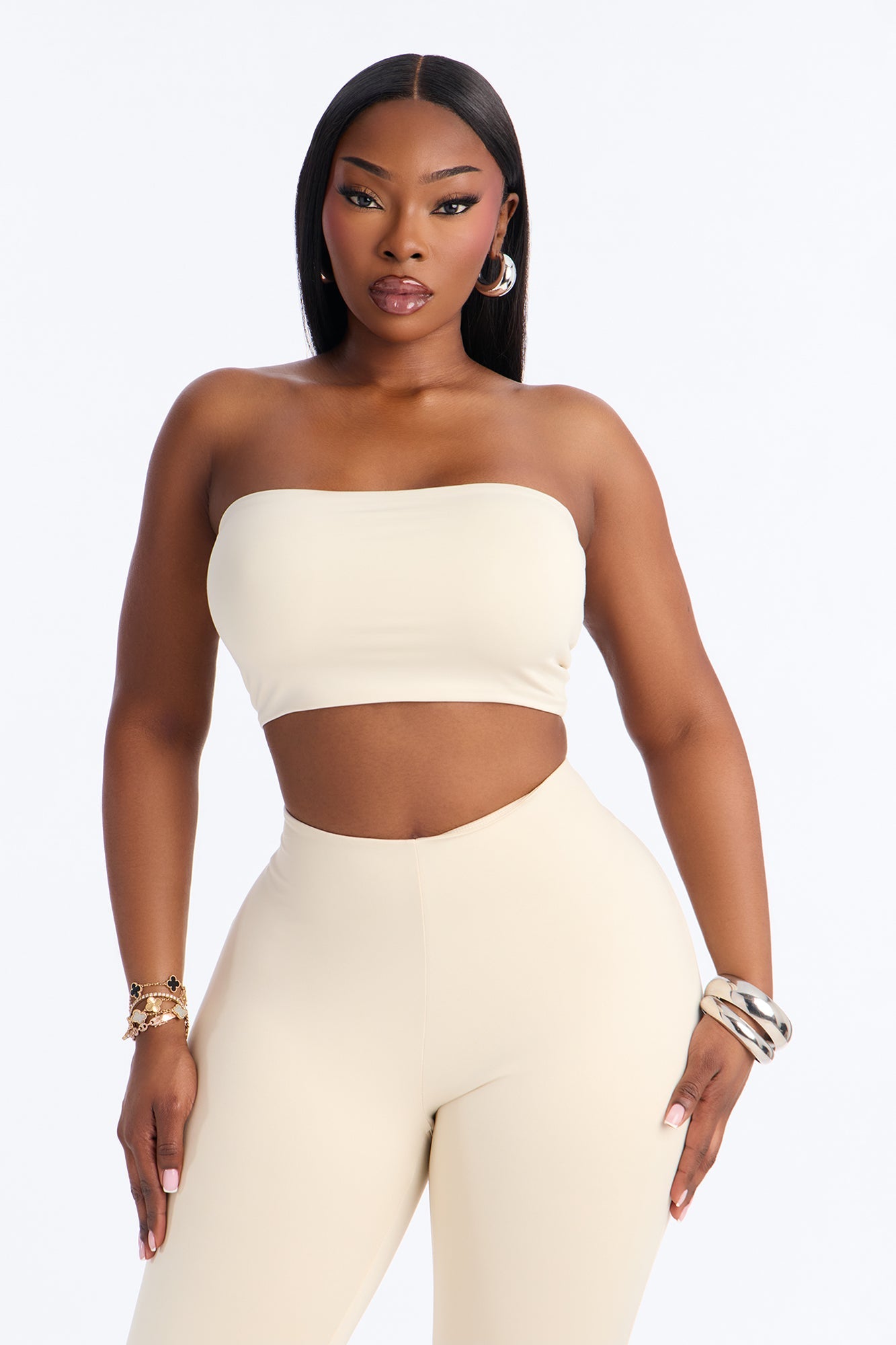 Contour Double Lined Strapless Bandeau Top - Bone