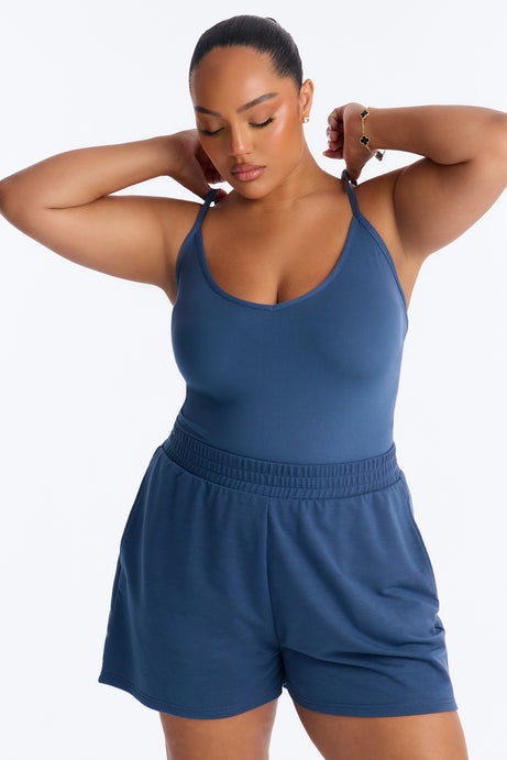 Anna Bodysuit And Short Set - Dark Denim