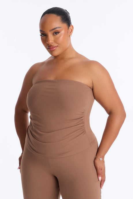 Just Vibes Strapless Pant Set - Brown