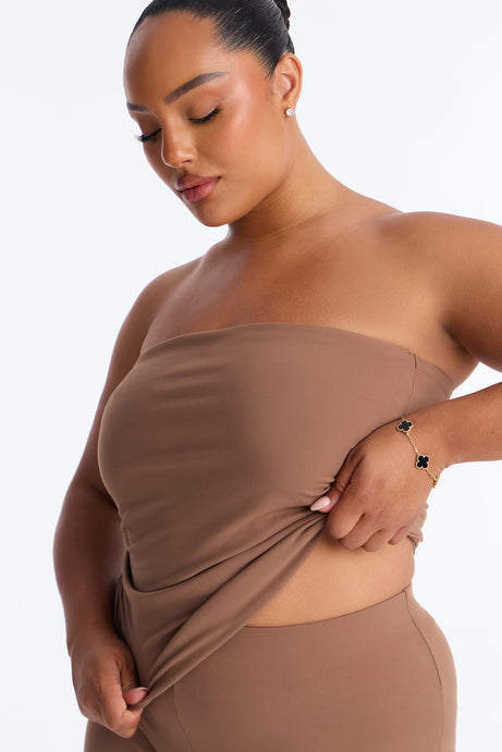 Just Vibes Strapless Pant Set - Brown