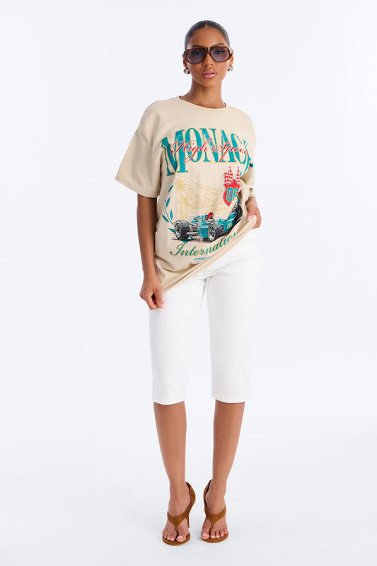 Monaco International Racing Tee - Sand