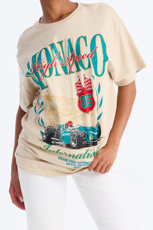 Monaco International Racing Tee - Sand