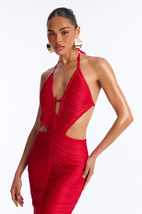 I Bring The Party Fringe Maxi Dress