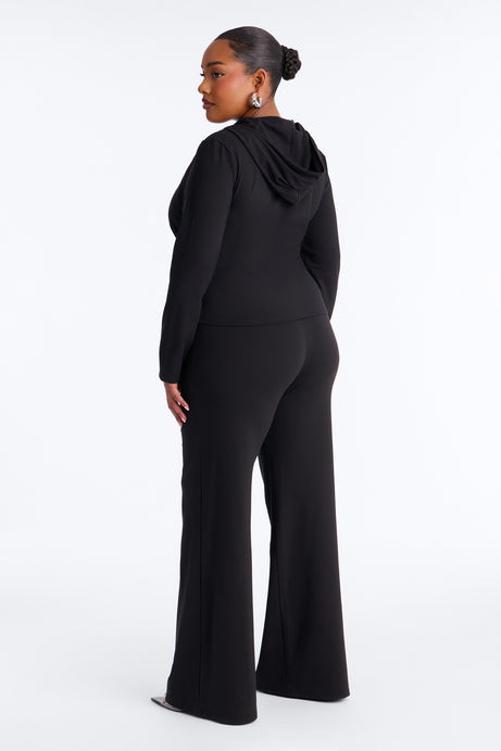 Casual Vibe Zip Up Hoodie Pant Set - Black