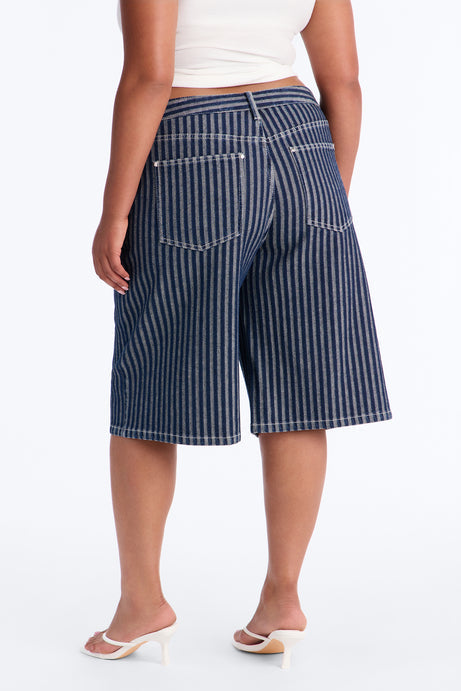 Grand Finish Striped Denim Jorts - Dark Wash