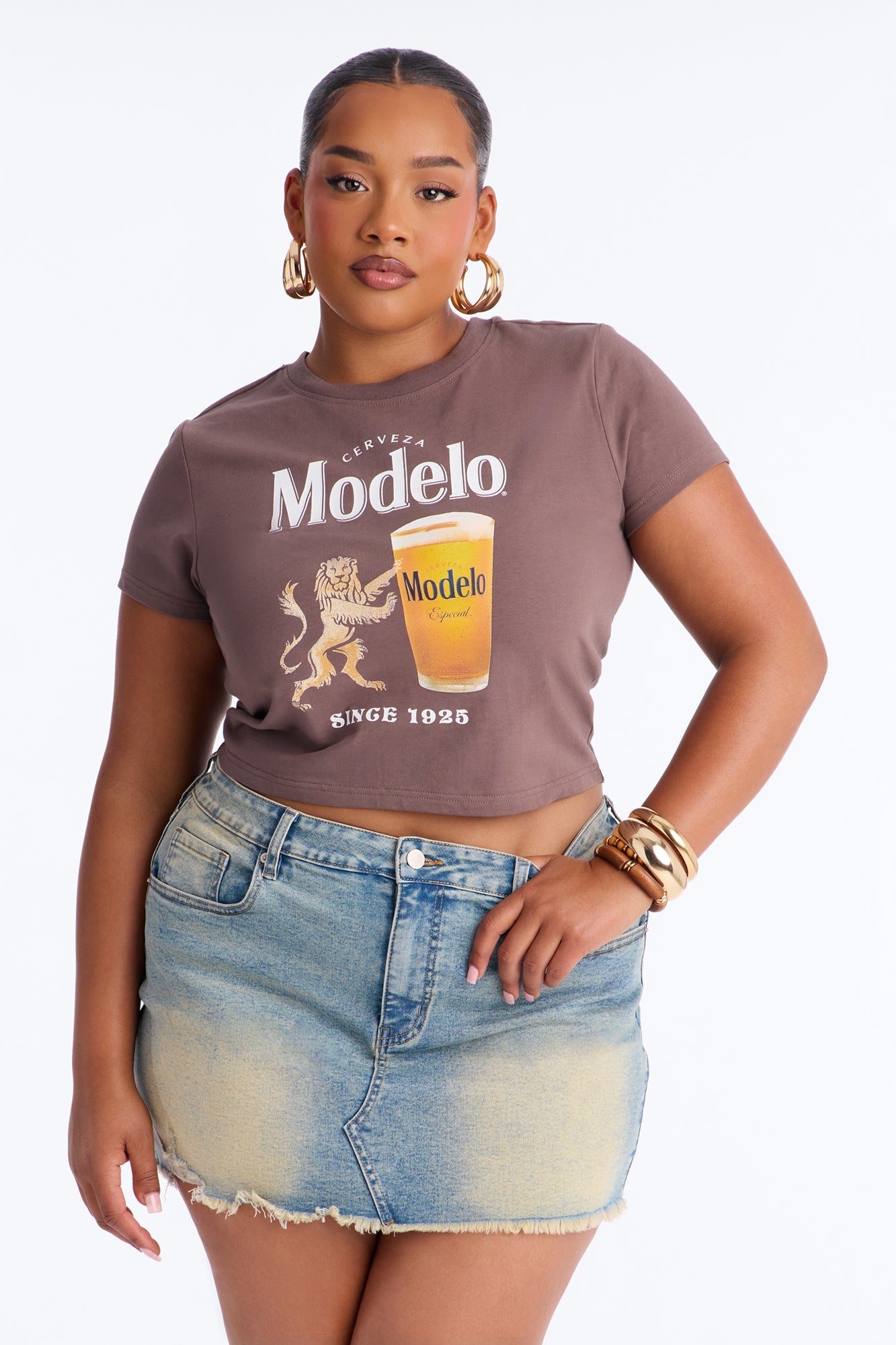 Modelo Collection Rhinestone Baby Tee - Chocolate