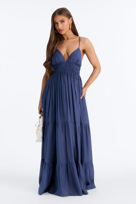 Daily Vibe Backless Maxi Dress - Denim