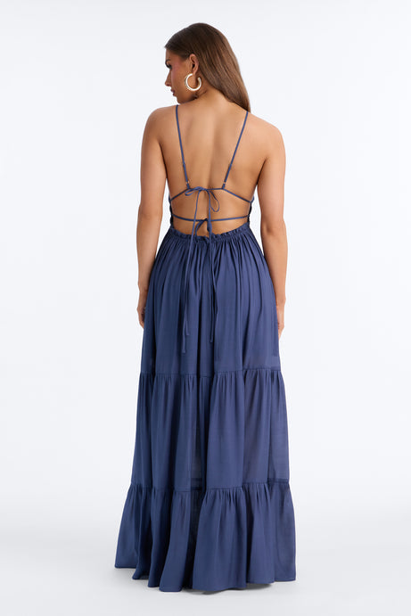 Daily Vibe Backless Maxi Dress - Denim