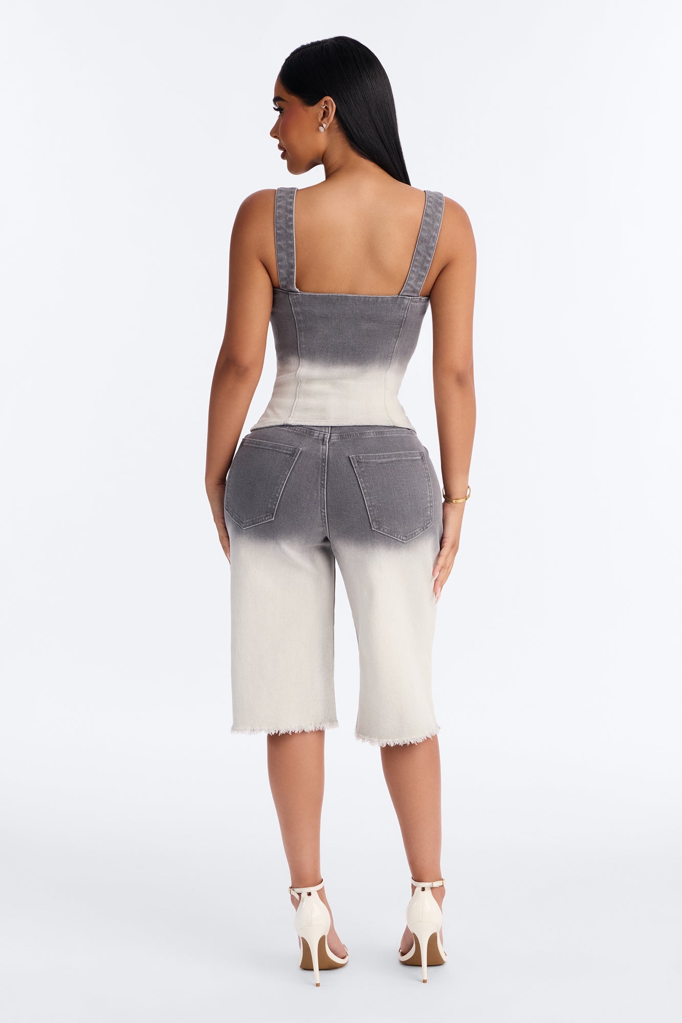 Toned Down Denim Short Set - Vintage Wash