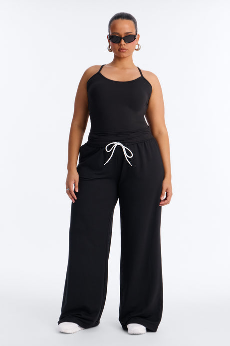Tiana Wide Leg Pant Set - Black