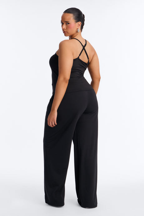 Tiana Wide Leg Pant Set - Black