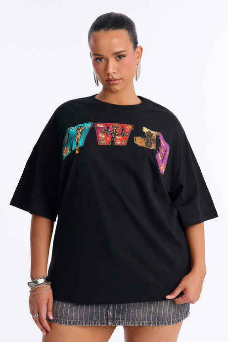 WWJD Oversized Tee - Black