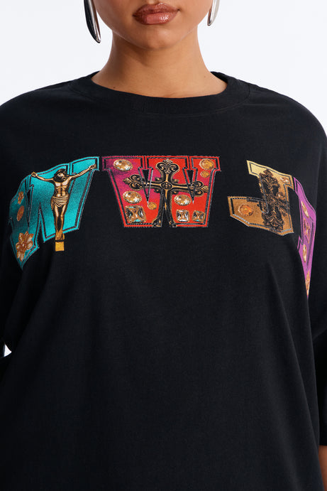 WWJD Oversized Tee - Black