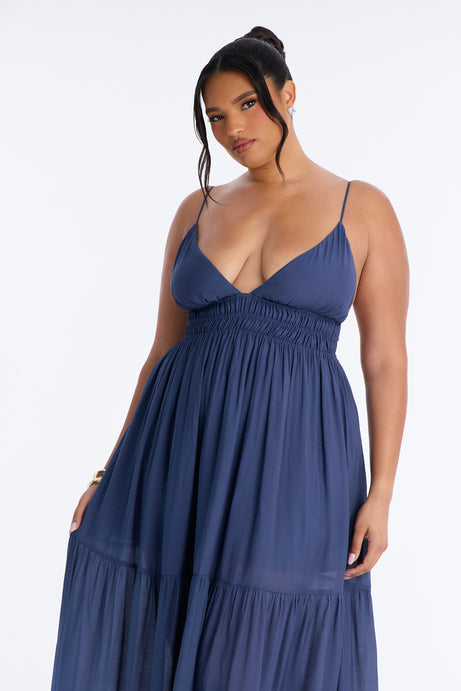 Daily Vibe Backless Maxi Dress - Denim