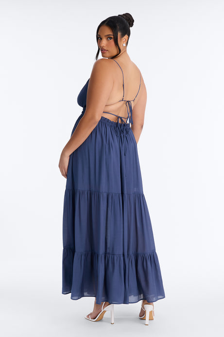 Daily Vibe Backless Maxi Dress - Denim