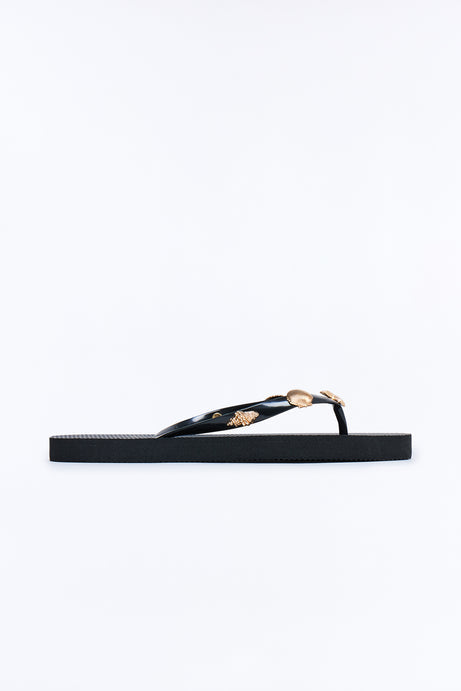 Beachy Hardware Flip Flops - Black