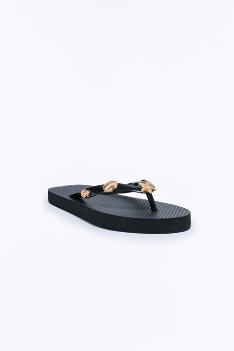 Beachy Hardware Flip Flops - Black