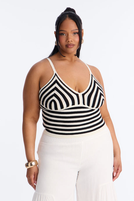 Lola Striped Crochet Top - Black/combo