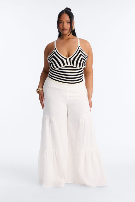 Lola Striped Crochet Top - Black/combo