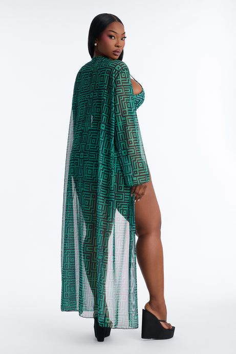 Checking You Out Bikini And Coverup Set - Green/combo