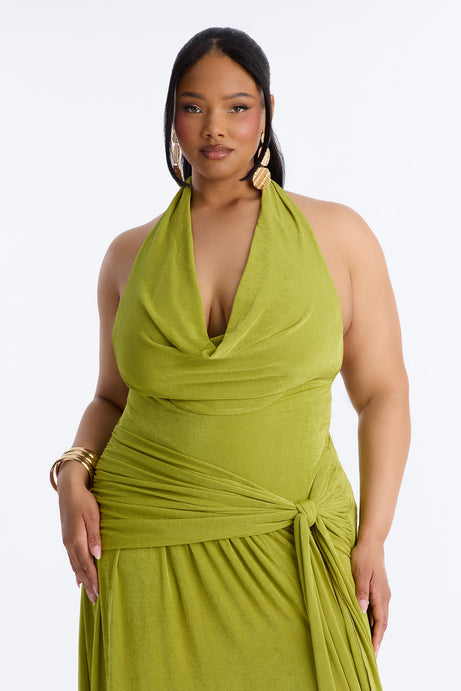 Untouchable Energy Slinky Maxi Dress - Chartreuse