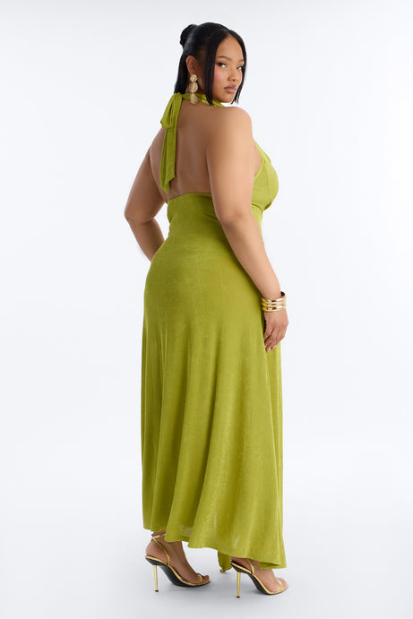 Untouchable Energy Slinky Maxi Dress - Chartreuse
