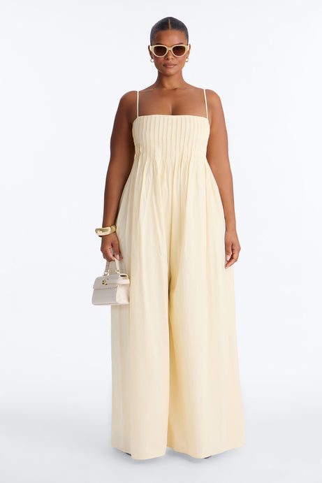Tate Poplin Wide Leg Jumpsuit - Yellow