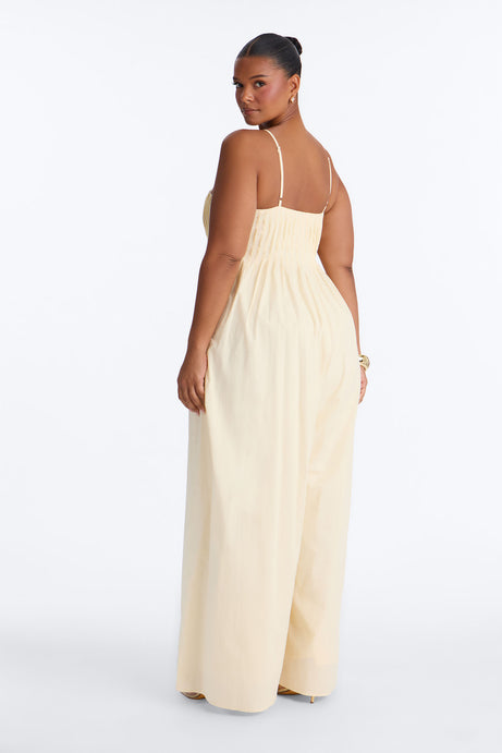 Tate Poplin Wide Leg Jumpsuit - Yellow