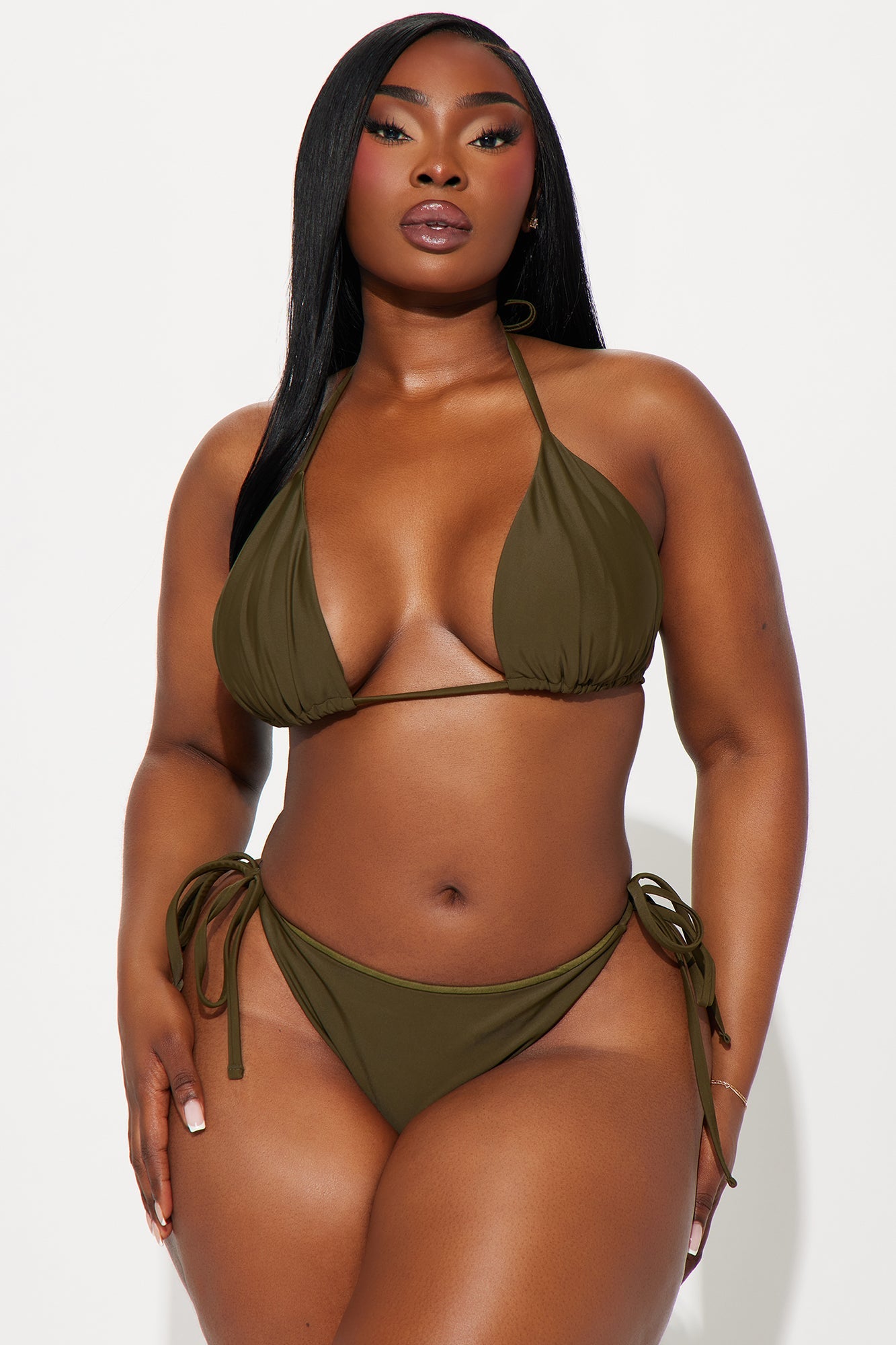 Toes In The Sand 3 Piece Bikini Set - Olive