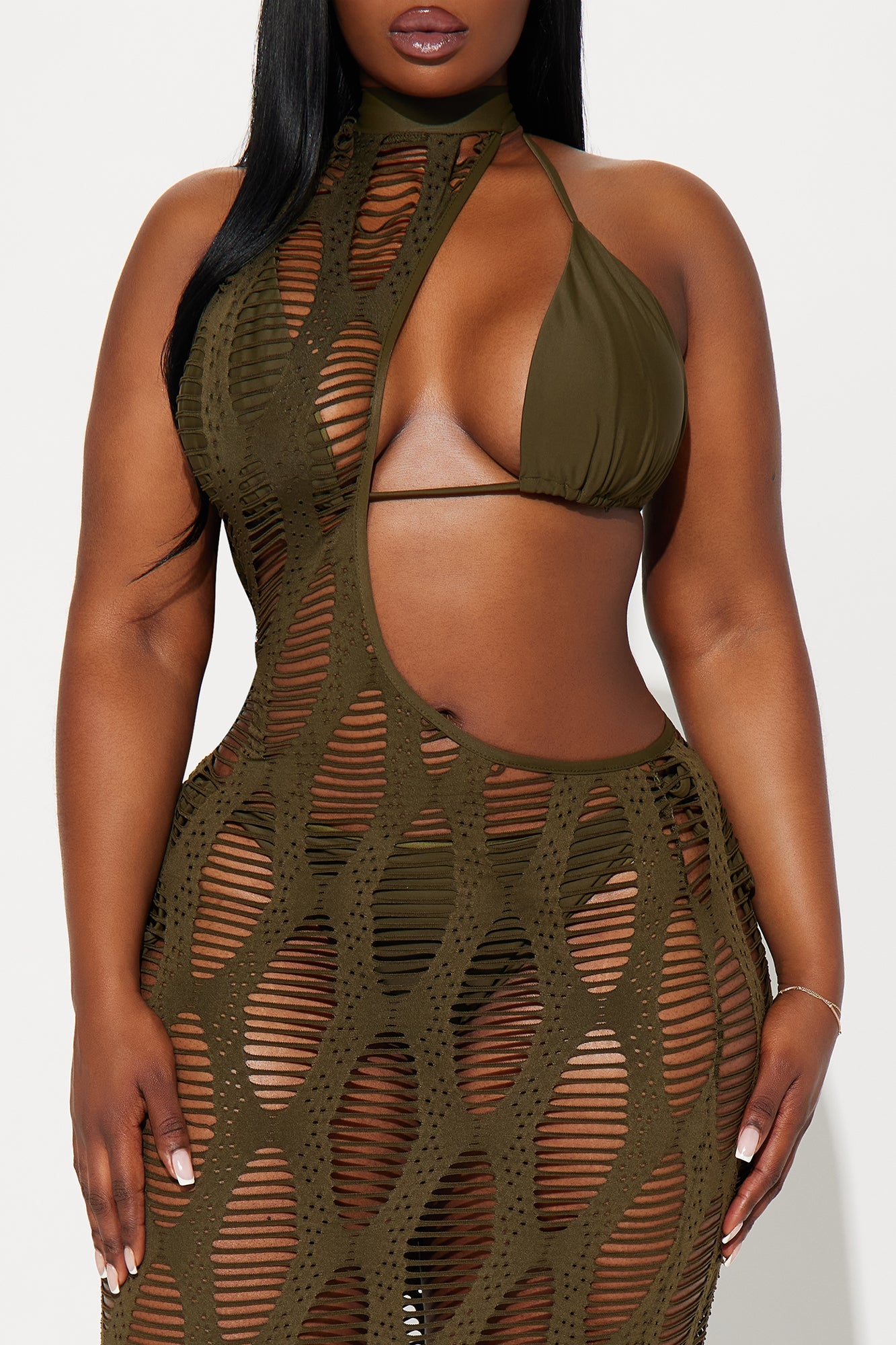 Toes In The Sand 3 Piece Bikini Set - Olive