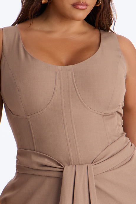 Jessa Twist Front Wide Leg Jumpsuit - Taupe