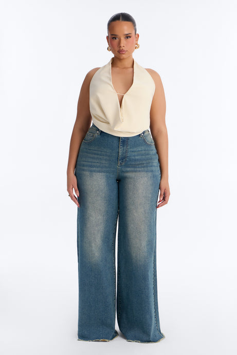 City Girl Stretch Wide Leg Jeans - Vintage Wash