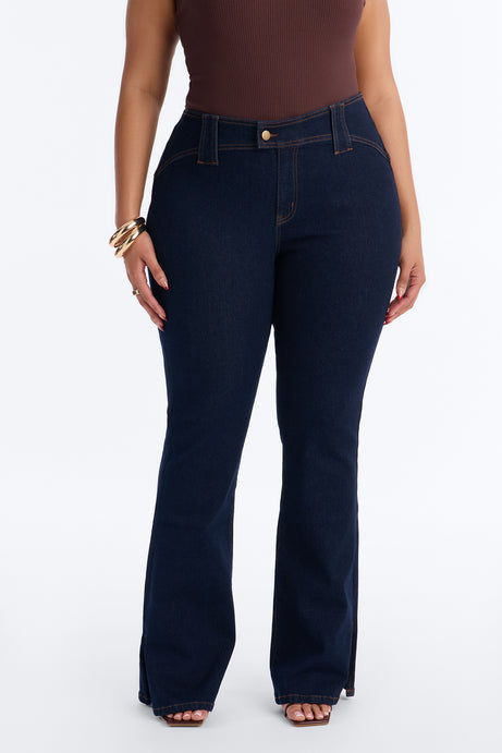 Hit It Compression Stretch Bootcut Jeans - Dark Wash