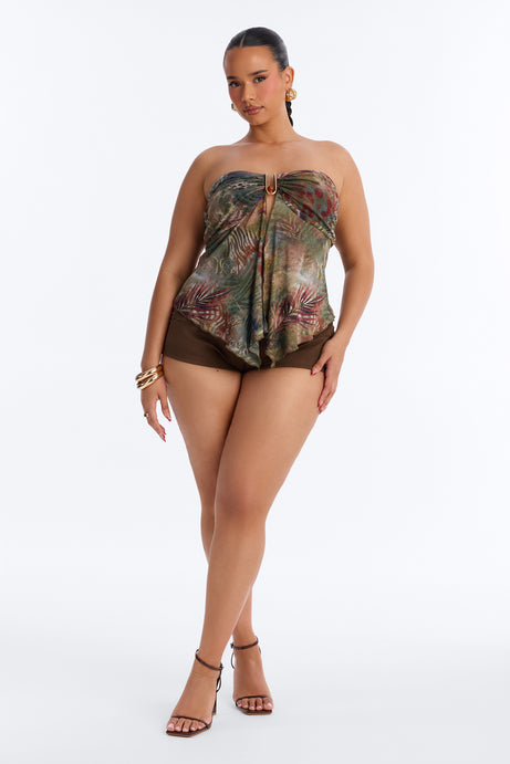 Costa Rica Queen Mesh Flyaway Tube Top - Green/combo