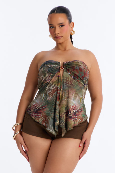 Costa Rica Queen Mesh Flyaway Tube Top - Green/combo