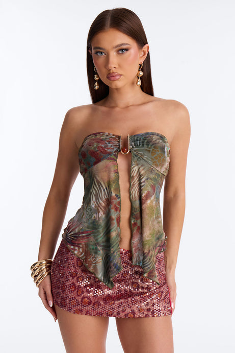 Costa Rica Queen Mesh Flyaway Tube Top - Green/combo