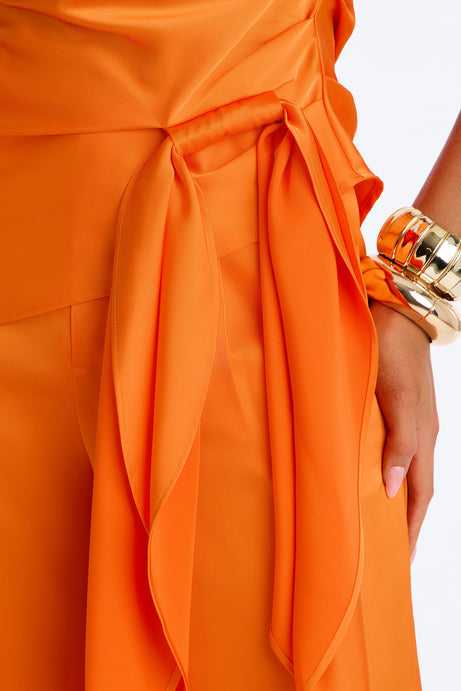 Effortless Strapless Satin Pant Set - Orange