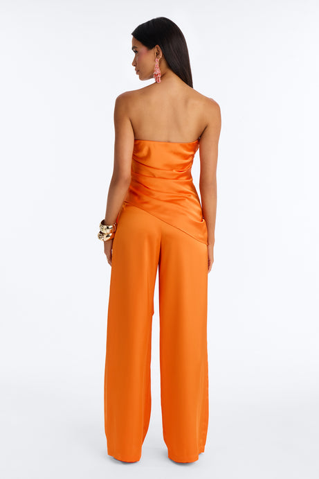 Effortless Strapless Satin Pant Set - Orange