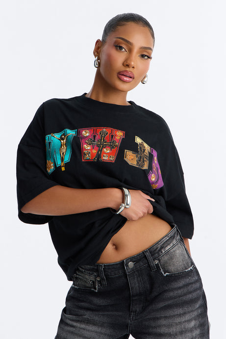 WWJD Oversized Tee - Black