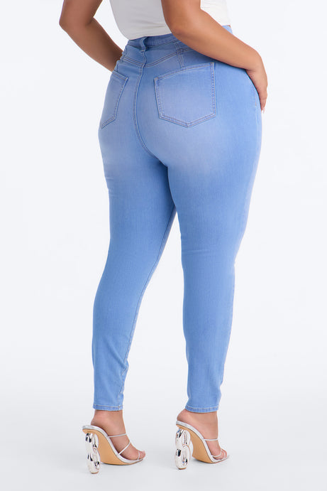 Tall Show Off The Curves Super Stretch Booty Lifter Skinny Jeans - Medium Blue Wash