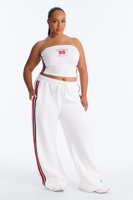 Cali 88' Strapless Fleece Pant Set - White/combo
