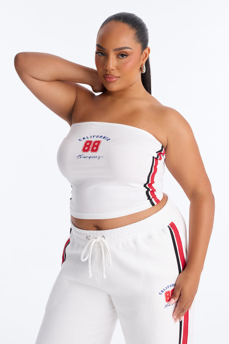 Cali 88' Strapless Fleece Pant Set - White/combo