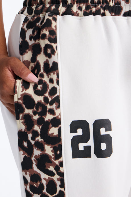 Piper Leopard Wide Leg Fleece Lounge Set - White/combo
