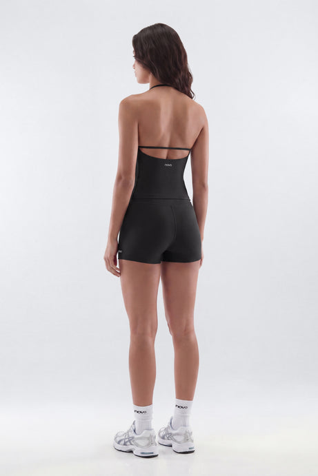 AirSculpt™ V-Neck Strappy Sports Top - Black